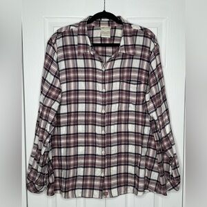 Dickies Size 2XL - White and Purple Plaid Button-Down Shirt